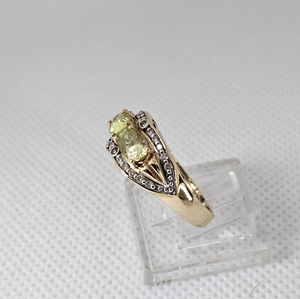 Genuine Chrysoberyl & Diamond Ring 14k Solid Yellow Gold Size 6! - Picture 5 of 7